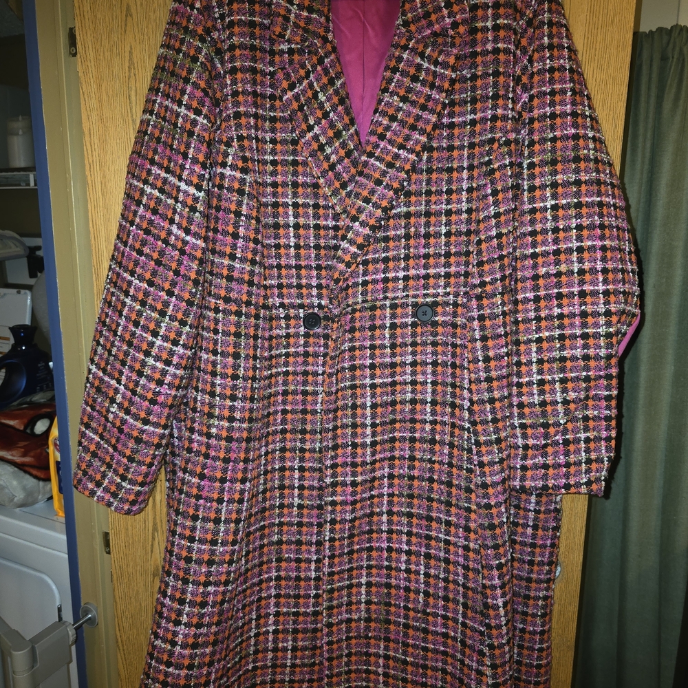 Torrid Pink Plaid Pea Coat